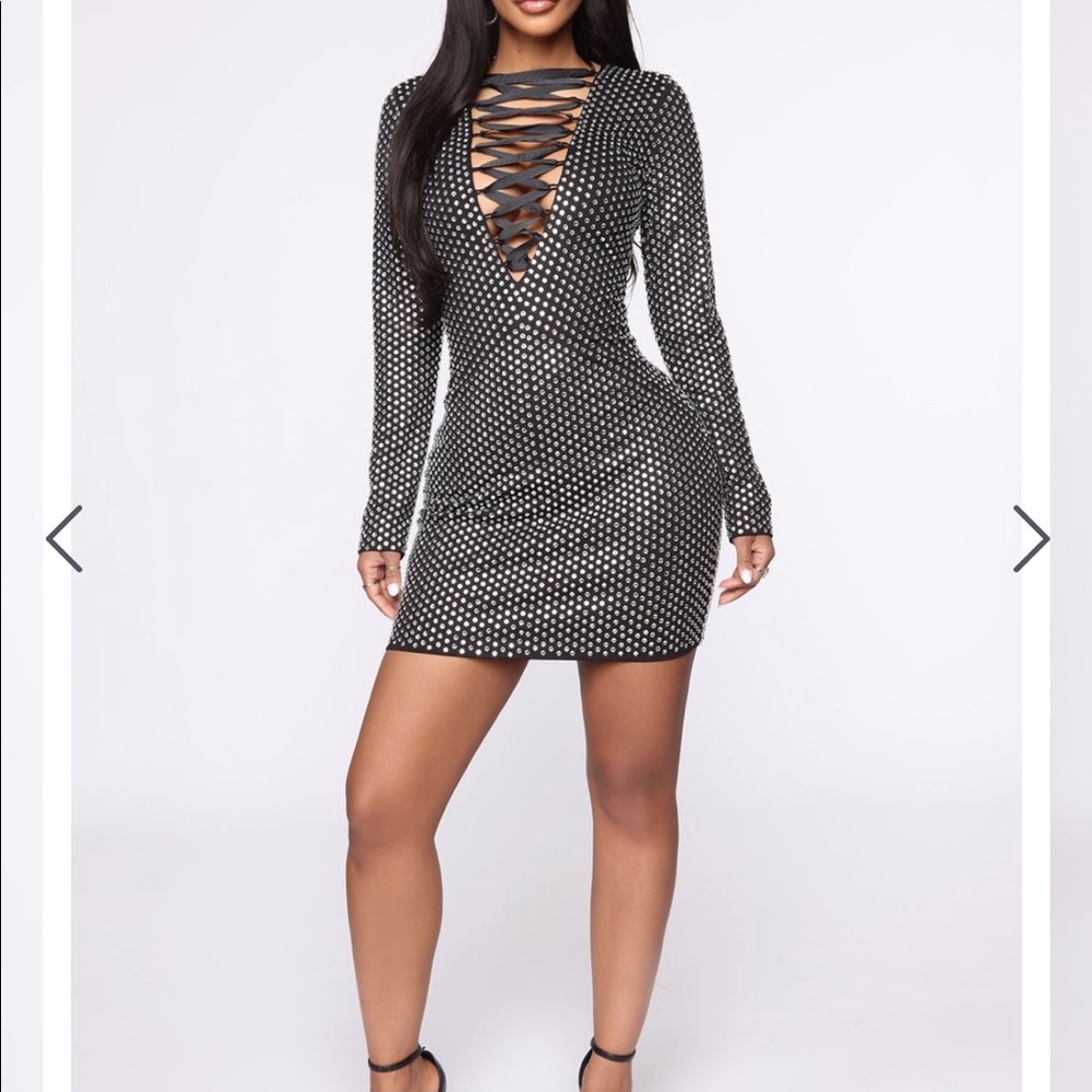 Fashion nova rhinestone dress brand new